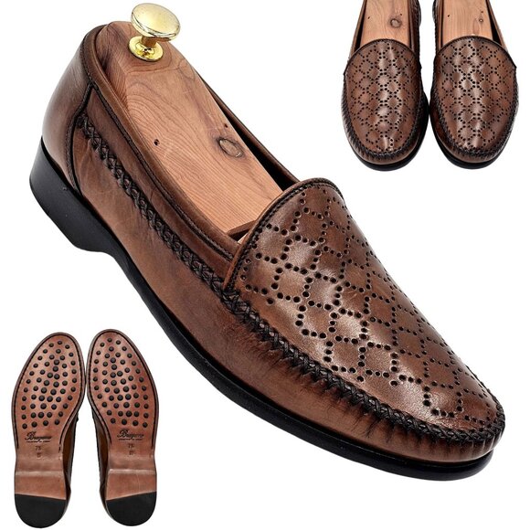 NEW Vintage Bragano Cole Haan Men's 7.5M Brown Leather Dress Shoes Italy Loafers - Picture 16 of 16